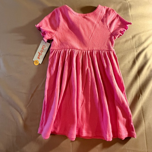 Toddler Girls SS Solid Ribbed Dress-Cat & Jack 3T NWT - Picture 3 of 3